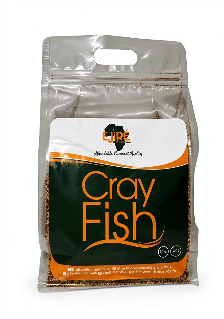 Dried crayfish package opened in a kitchen setting