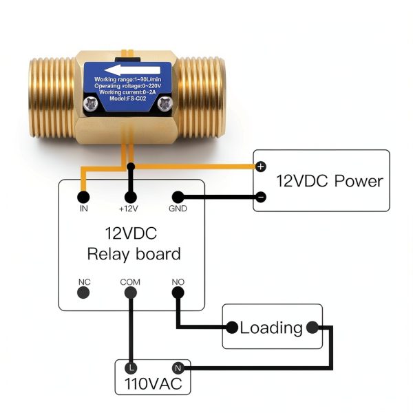 DIGITEN FS-C02 Brass Flow Switch 3/4" BSP Male Thread 1-30L/min 0-220V-3